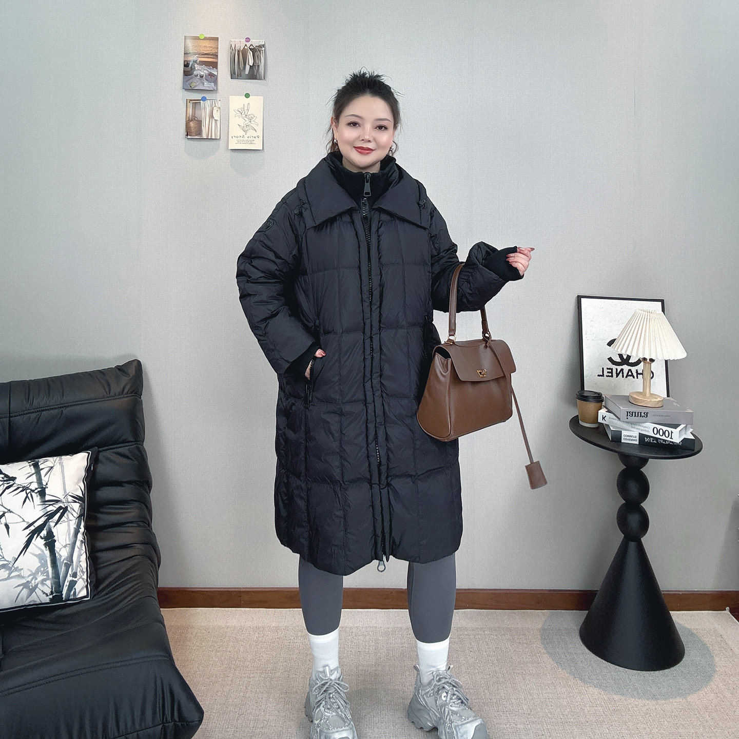 白鸭绒过膝长款羽绒服女2026冬季大码胖mm宽松休闲加厚保暖外套女