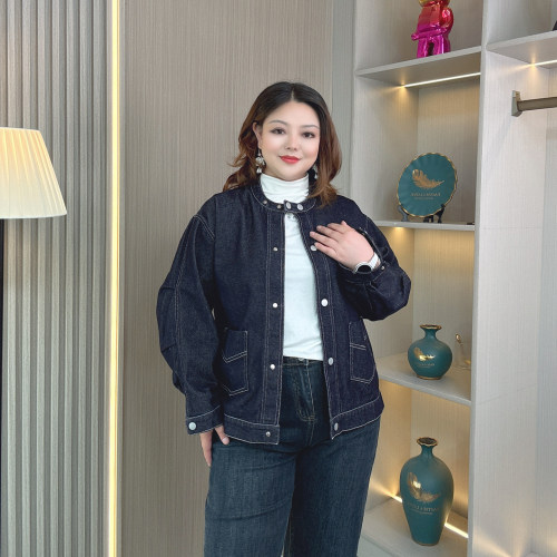 大码胖mm春秋设计感宽松牛仔外套