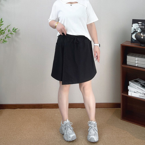 大码夏季薄款阔腿裙裤女五分裤子