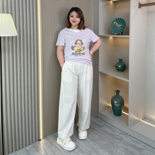 大码胖mm夏季宽松休闲九分萝卜裤