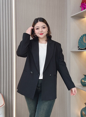 2026新款春秋黑色西装外套女胖mm大码女装气质显瘦休闲小西服上衣