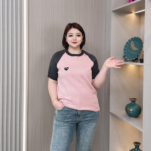 夏季冰丝针织短袖T恤女显瘦洋气