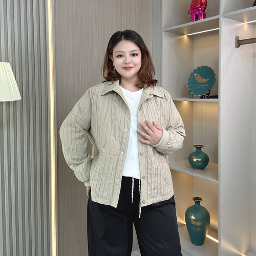 大码女装秋冬薄款夹棉外套上衣女