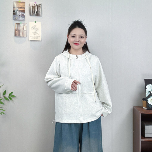 大码连帽卫衣女休闲长袖外套上衣