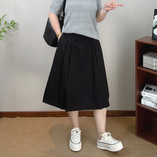 大码高腰半身裙女胖MM夏季新款宽松显瘦休闲时尚中长款A字牛仔裙
