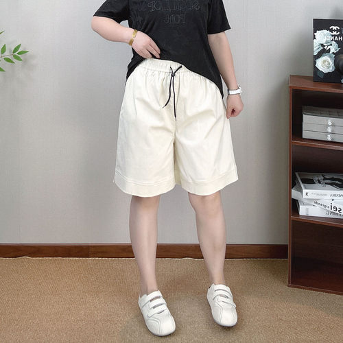 大码宽松显瘦高腰休闲阔腿短裤女