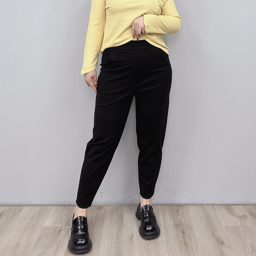 不起球不抽丝黑色九分薄款哈伦裤