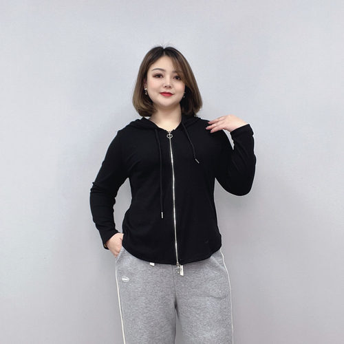 大码连帽卫衣女2026春秋新款外套