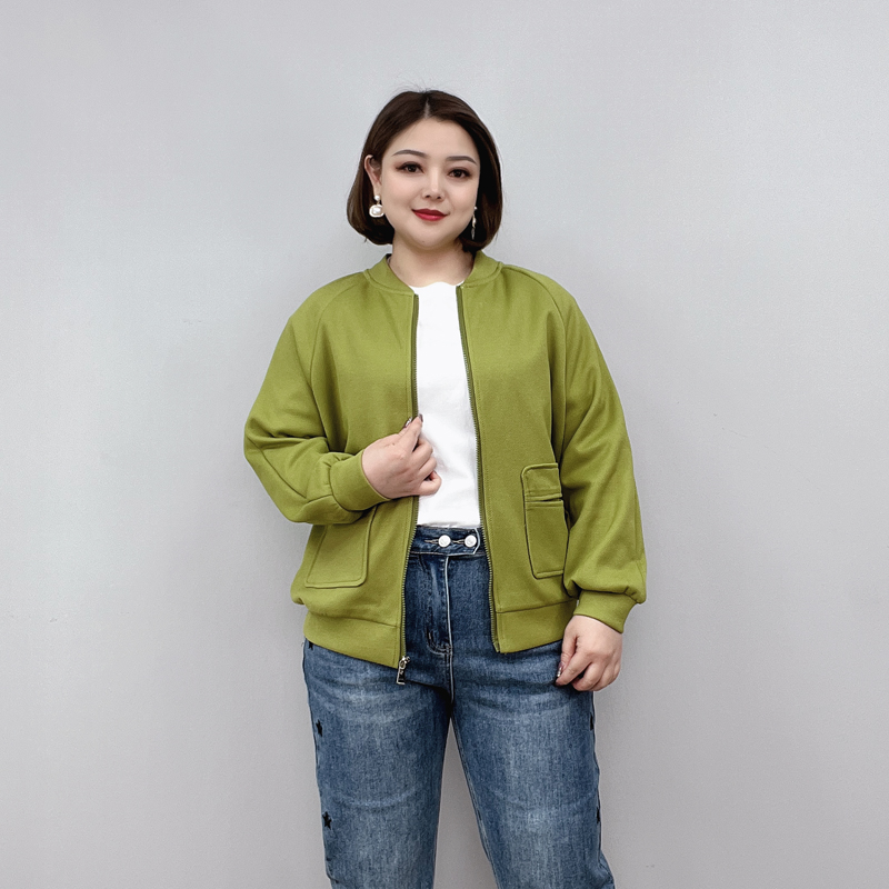 大码春装休闲宽松拉链衫夹克上衣