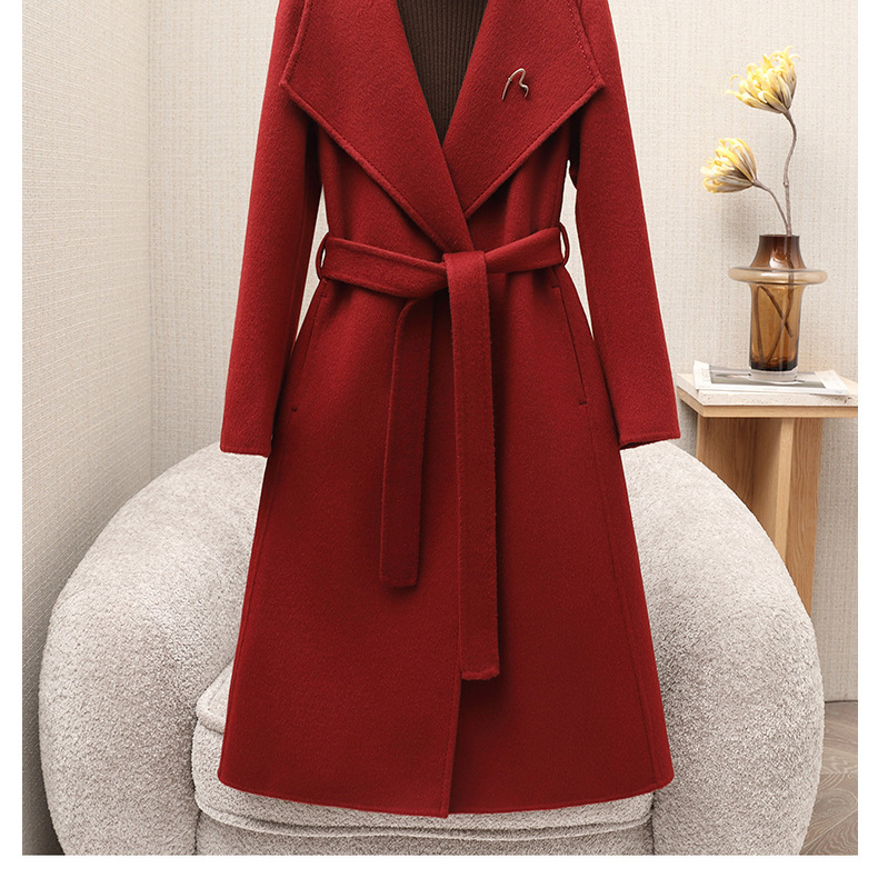 双面羊绒大衣女2025秋冬新款长款过膝大领子韩版纯色高端毛呢外套