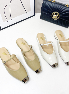 希希家新款时尚洋气舒适百搭女包头方跟半拖凉拖12-12193