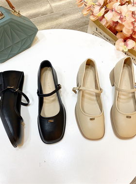 希希家真皮舒适百搭简约韩版日常名媛减龄方跟玛丽珍国风B705012