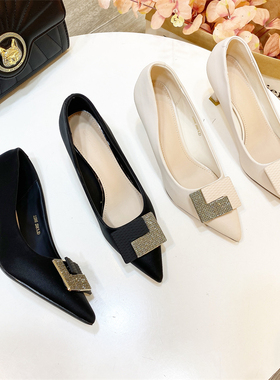 有40码 商场撤柜特价尖头纯色韩版日常时尚百搭细高跟单鞋22395