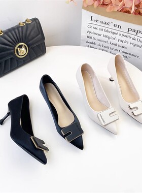 尖头浅口纯色韩版日常时尚百搭细高跟单鞋B23896-68
