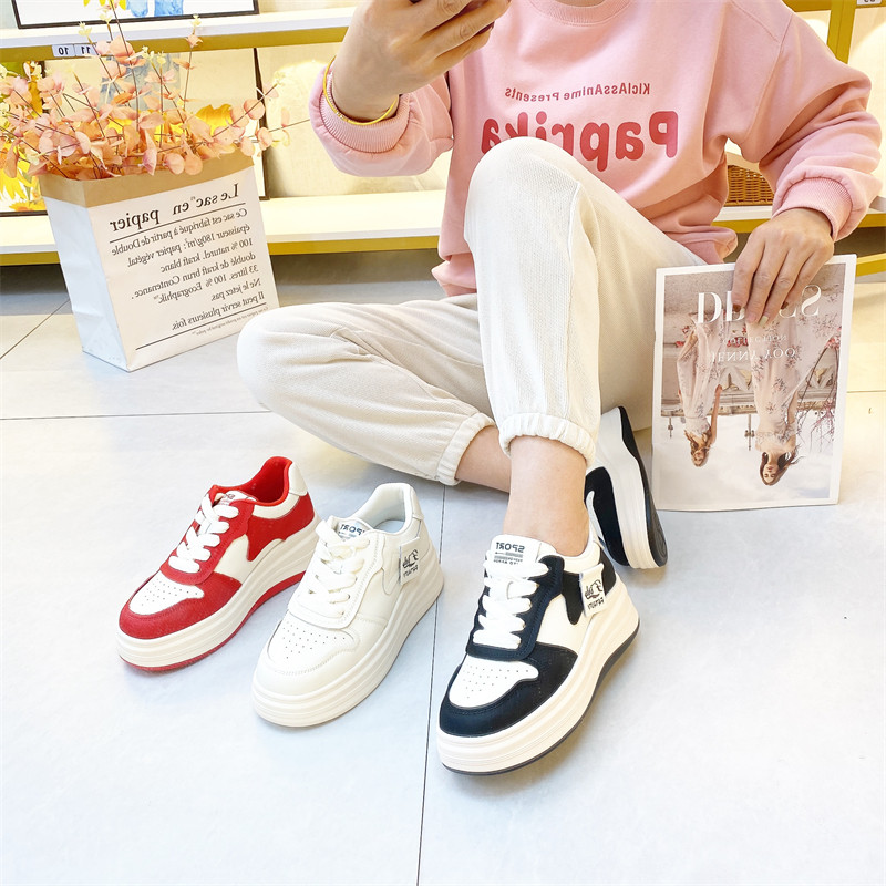 真皮撤柜断码特价女舒服百搭休闲鞋厚底轻便透气运动鞋9880-1C