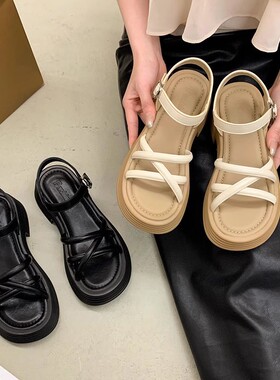 希希家厚底休闲凉鞋时尚舒适百搭流行女款韩版日常B075505