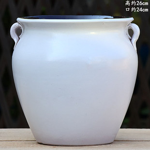 白色花盆冬青三角梅陶盆大号粗陶罐透气家用老桩多肉大口径高筒盆