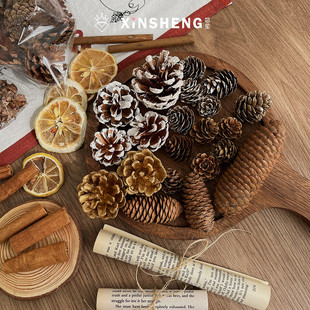 饰资材 花店手工DIY圣诞花束氛围装 芯苼物语 圣诞节天然松果系列