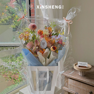 芯苼物语 花束加厚防尘袋保护防水玻璃纸花店花艺花篮保鲜opp包装