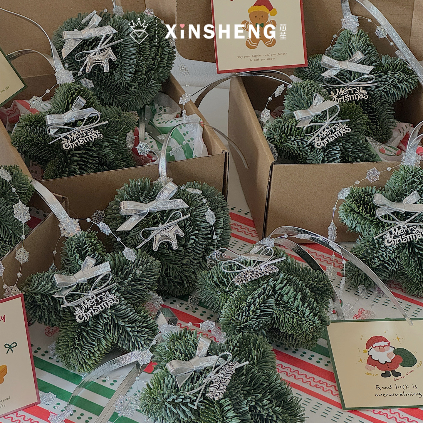 芯苼物语圣诞藤圈车挂精致挂件