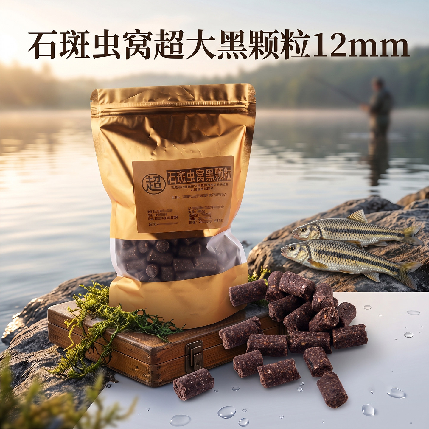 溪流钓石斑虫窝黑颗粒窝料留鱼12mm超大溪哥马口石虫淡水钓打窝料图片