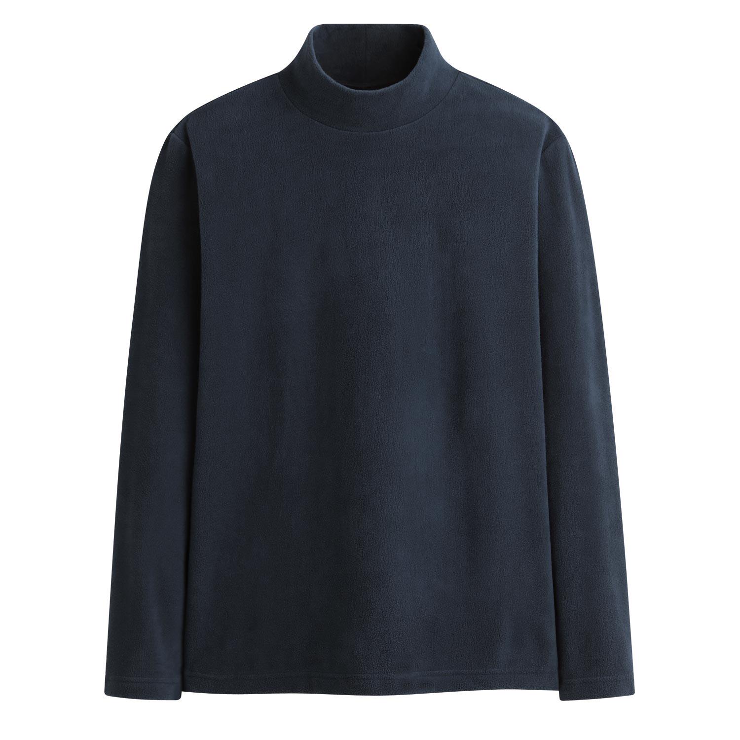 秋冬加厚抓绒卫衣男摇粒绒打底衫纯色上衣双面绒高领领宽松T恤男