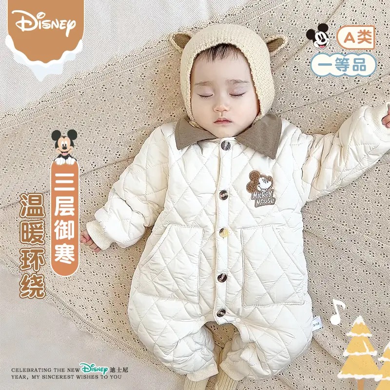 迪士尼连体衣纯棉春秋冬外出棉服