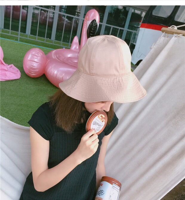 纯棉水洗渔夫帽子女大沿大檐直播日系百搭休闲遮阳防晒太阳帽盆帽