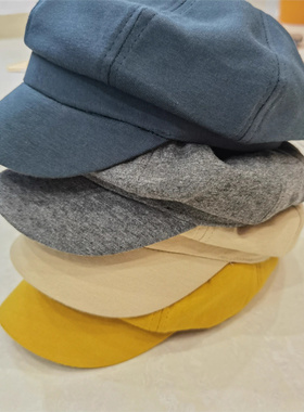 复古风毛呢贝雷帽显脸小八角帽英伦风蓝色黄色画家帽报童帽子潮