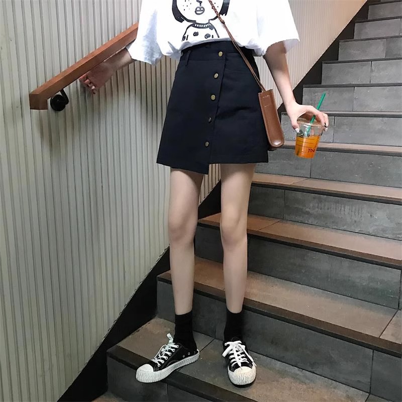 大码高腰牛仔半身裙女夏季新款胖mm宽松显瘦显高阔腿裤休闲百搭