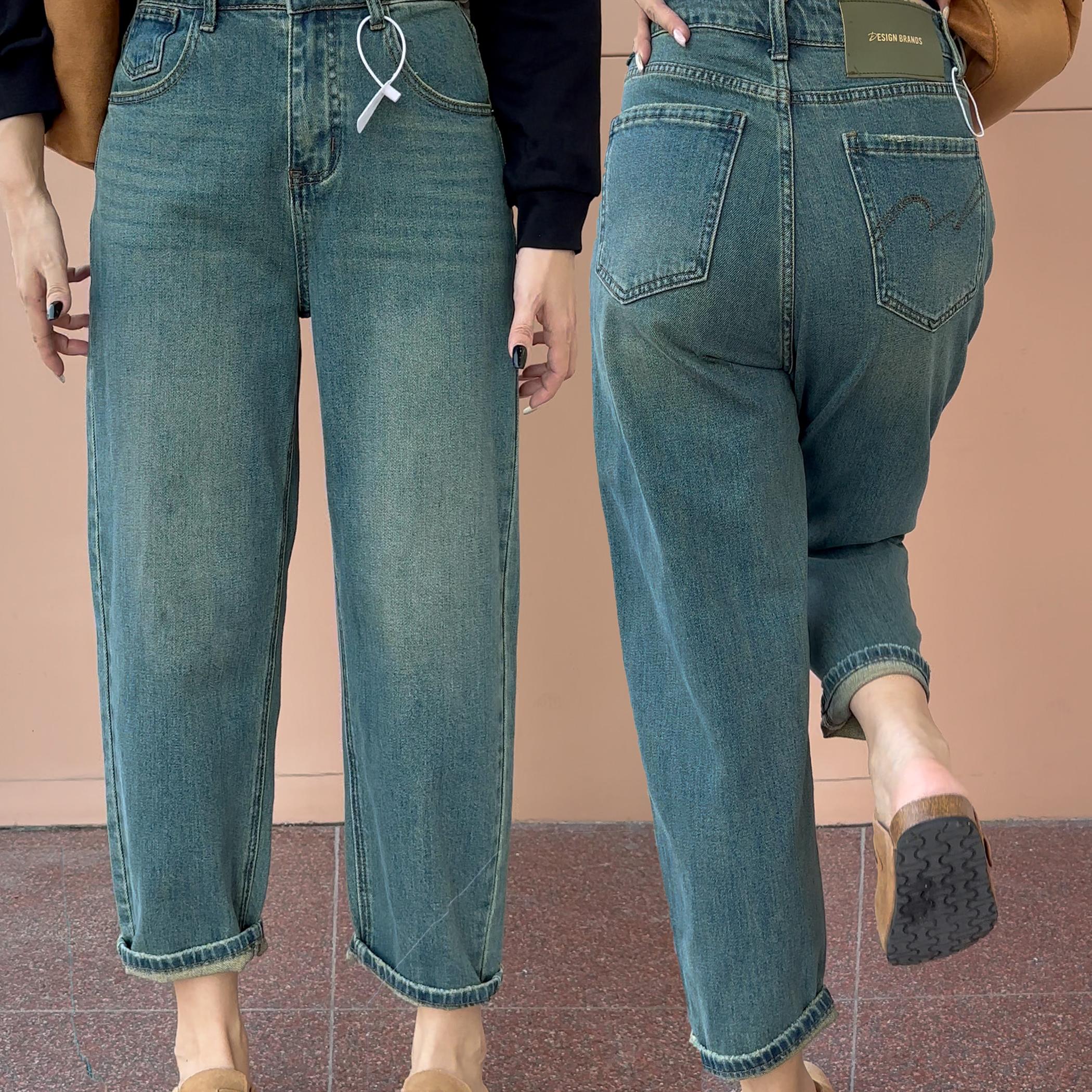 秋季新款大码牛仔裤遮胯梨型