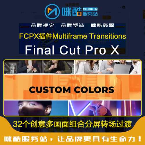 新版FCPX插件-32个创意多画面组合分屏转场过渡M1芯片Mac软件插件