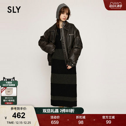 SLY 2024冬季新品美式街头复古拉链宽松针织开衫女030HAA70-1521