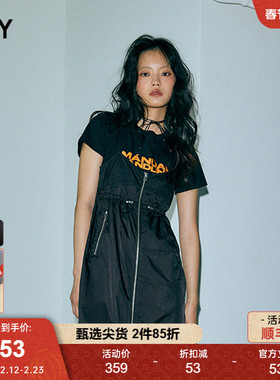 SLY 春季Y2K辣妹风拉链多穿法吊带连衣裙女030HAZ33-0191