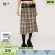 复古格纹双腰带百褶裙半身裙030HAZ31 新品 4371 24春季 SLY
