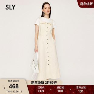 1491 气质通勤单排扣收腰吊带连衣裙女030HSM33 SLY 春季