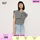 夏季 通勤甜美不对称荷叶边无袖 SLY 新品 0061 衬衫 女038ISR30