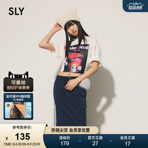 sly未来感印花休闲风短袖T恤