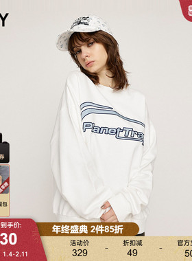 SLY 2024冬季新品休闲中性风撞色印花圆领套头卫衣030HAA90-3721