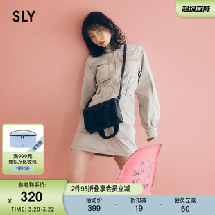 SLY新品女士运动工装休闲风缝线长袖拉链短款连衣裙030HSR33-1290