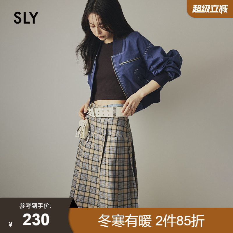 SLY复古学院风磨损毛边百褶裙