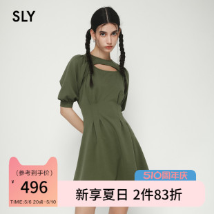 Y2K甜美泡泡袖 SLY 新品 2070 夏季 镂空收腰连衣裙女030GSI83