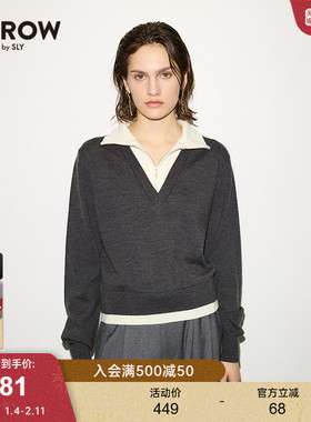 【THROW】SLY 2024冬季新品简约通勤假两件针织衫女030HA070-4101