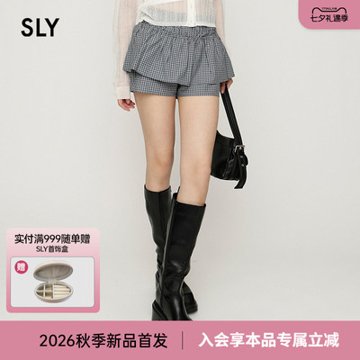 SLY2026夏季新品元气芭蕾风抽褶高腰假两件短款裙裤030JSR31-2621