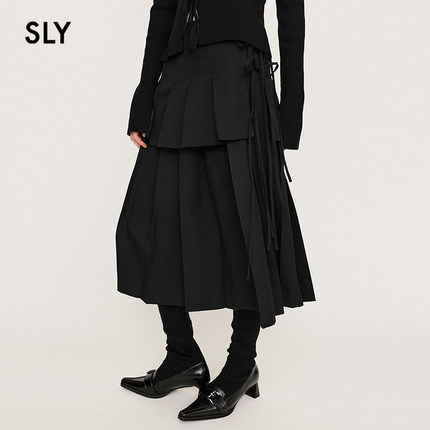 SLY2024冬季新品韩系设计感两件套不规则百褶半身裙030HAZ31-4481