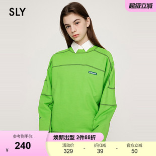 复古明线撞色圆领直筒套头卫衣女030HSA90 美式 1470 春季 SLY