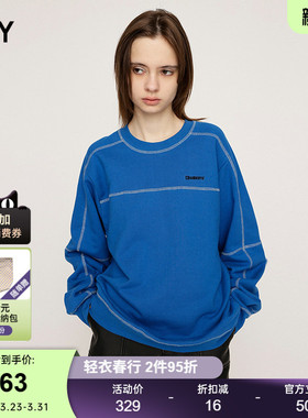 SLY 24春季新品美式休闲宽松棒球圆领套头卫衣女030HAR80-4991