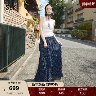 甜美日系波点不规则层叠半身长裙030IAR31 新品 3601 2025秋季 SLY