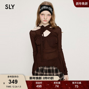 030ISZ80 纯欲辣妹设计感交叉绑带轻薄针织衫 1991 新品 SLY2025夏季