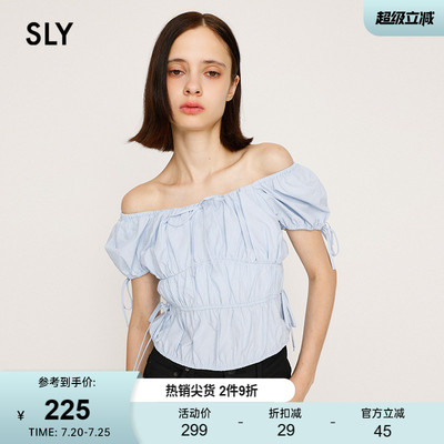 SLY 春季新品优雅气质抽褶绑带收腰修身衬衫女030IAZ30-0781